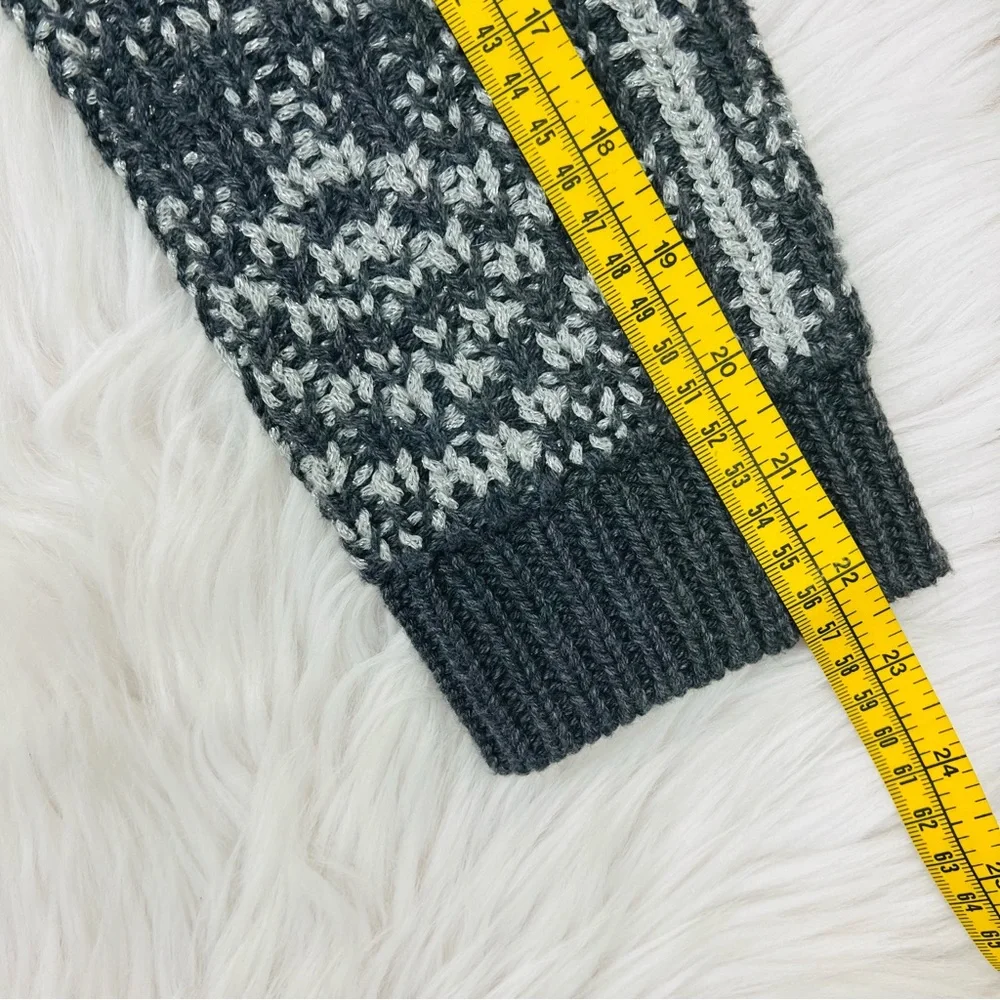 NWT! Talbots Mid Length Wool Blend Chunky Knit Geometric Gray Metallic Thread - Picture 12 of 12